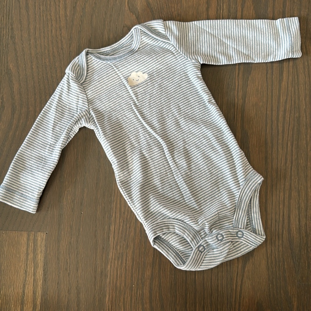 Carter’s 6-Pack Long Sleeve Baby Bodysuits Blue White 3M Cotton EUC - Picture 7 of 14